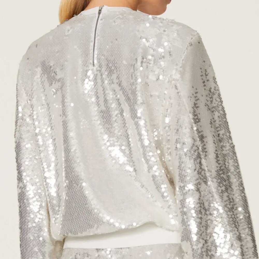 Ted Baker Ivory Leipa Sequin Sweatshirt Sz 4 - Picture 5 of 9